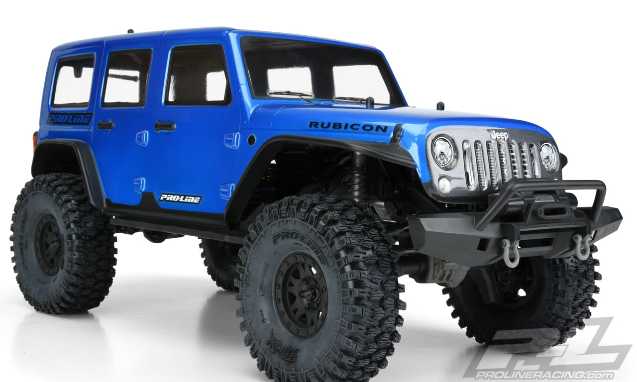 Pro-Line Pre-cut Pre-painted Jeep Wrangler Unlimited Rubicon Body for the Traxxas TRX-4 - Angled Close