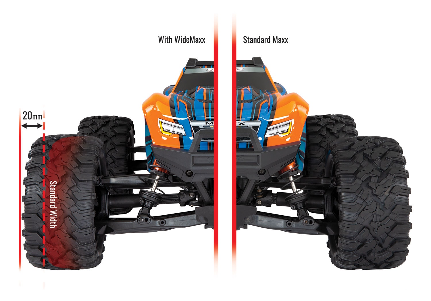 Traxxas WideMaxx Handling Kit - Comparison